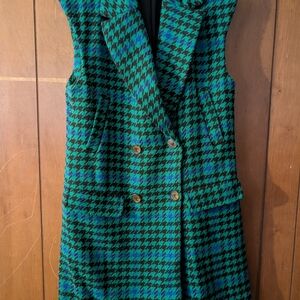 Target Green and Blue Houndstooth Vest